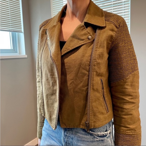 Wilfred Jackets & Blazers - Wilfred Size L Moto Jacket Brown/Green